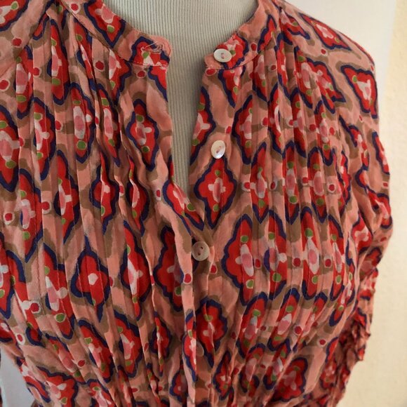 BANJANAN Women’s Tiered Dress Size M Midi Maxi Orange White Bohemian Designer - Picture 5 of 16